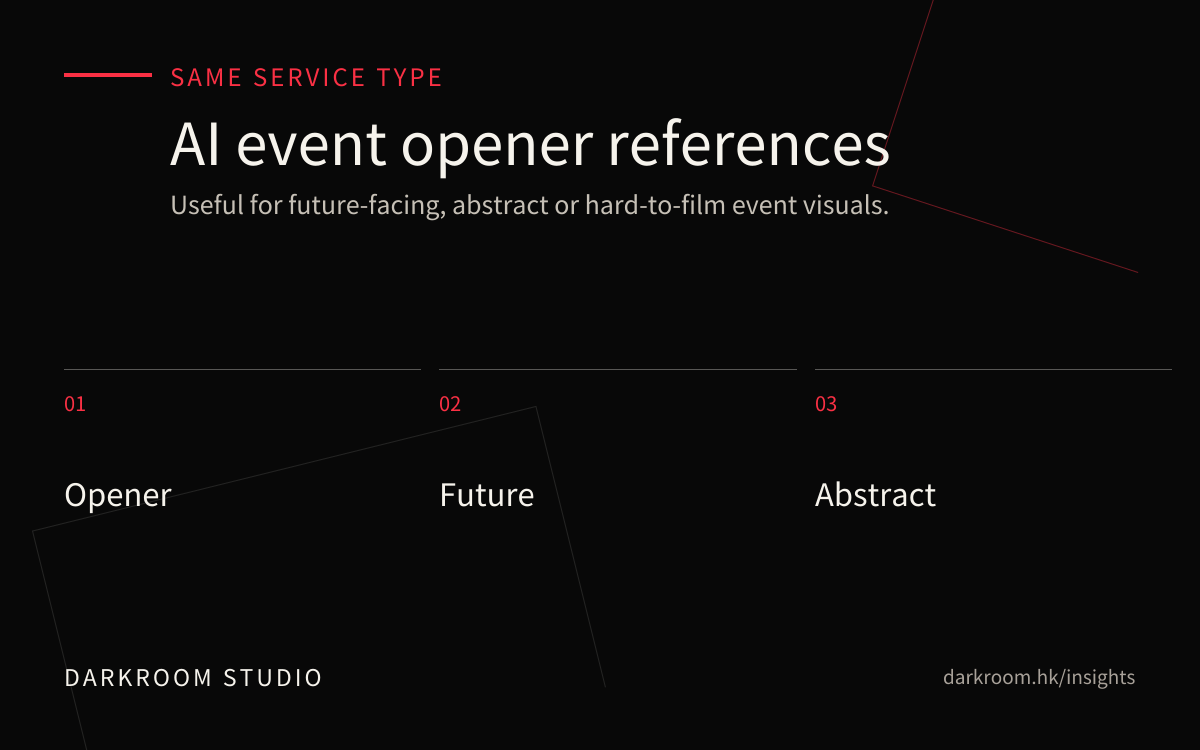 AI event opener video reference visual