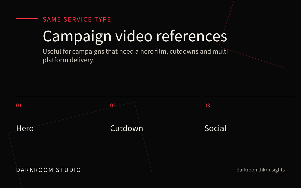 Commercial campaign video production reference visual