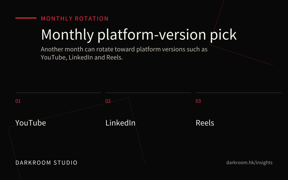 Monthly commercial video platform-version reference visual