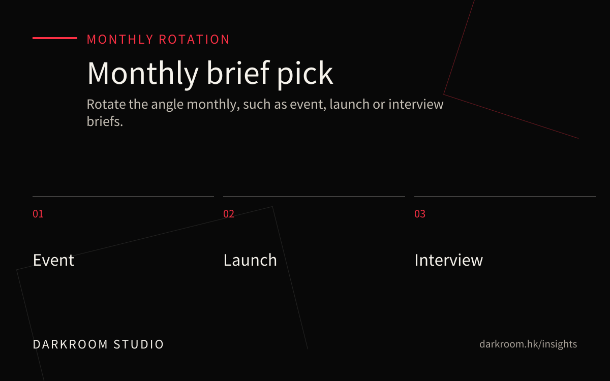 Monthly video brief direction reference visual