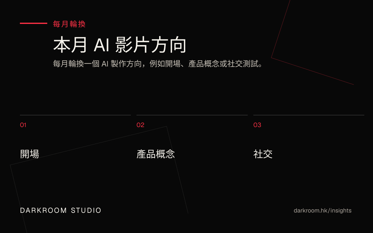 本月 AI 影片製作方向參考圖